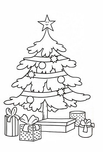 DIBUJOS PARA COLOREAR DE NAVIDAD:ARBOL NAVIDEÑO CON REGALOS : COSAS